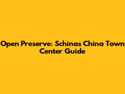 Open Preserve: Schinas China Town Center Guide